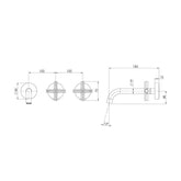 Phoenix Vivid Slimline Plus Wall Basin / Bath Set 180mm Brushed Nickel